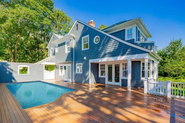 The pool area at the Cedar Avenue property in the Hamptons. 