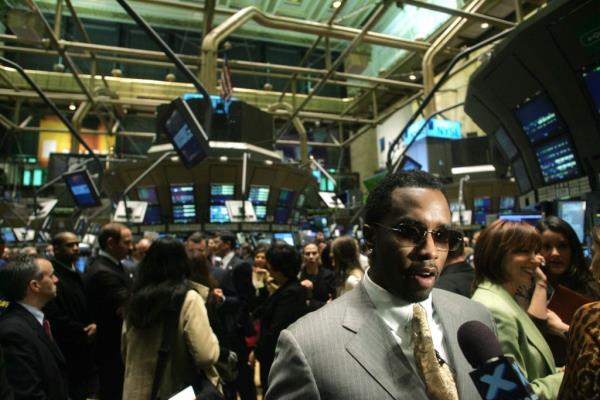 Sean 'Diddy' Combs giving an interview at the opening bell of the New York Stock Exchange on April 3, 2006