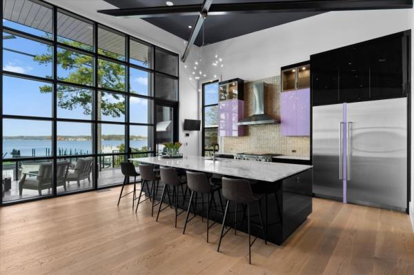 Inside the property's well-lit chef's kitchen.