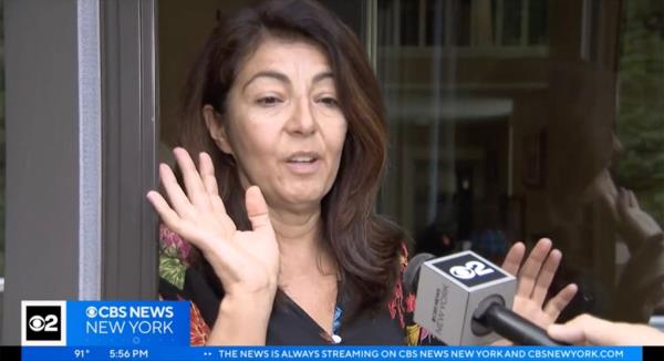 Shirley Perlinsky, Damiani's girlfriend, is pictured explaining how she fought to keep the door shut as the bear tried to get inside. 