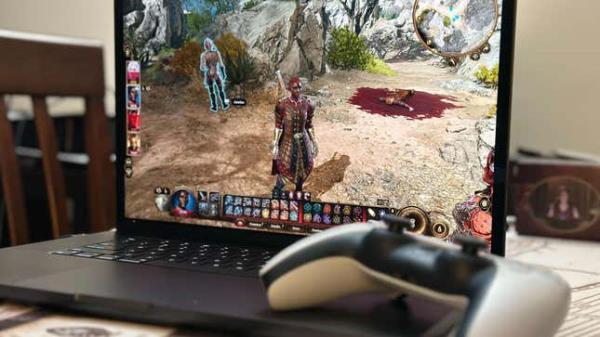 Baldur's Gate 3 running on the MacBook Pro.