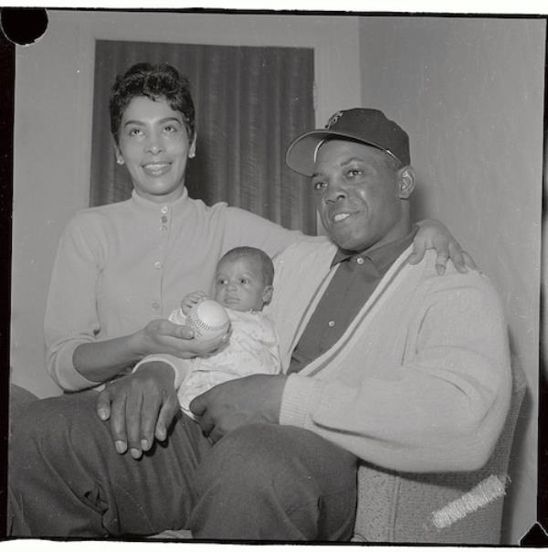 Mr. and Mrs. Willie Mays with Baby